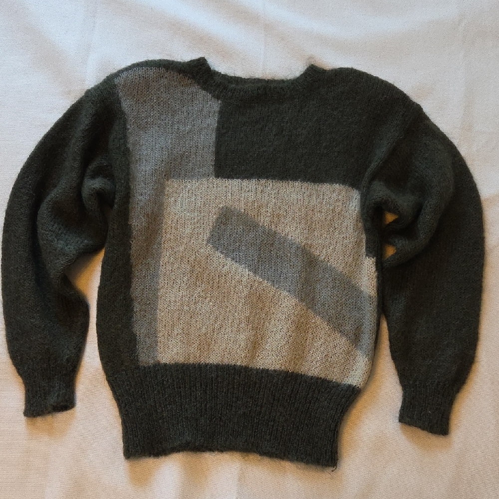 Vintage Christian Dior Womens Olive Taupe Crewneck Kidmohair Sweater sz Small